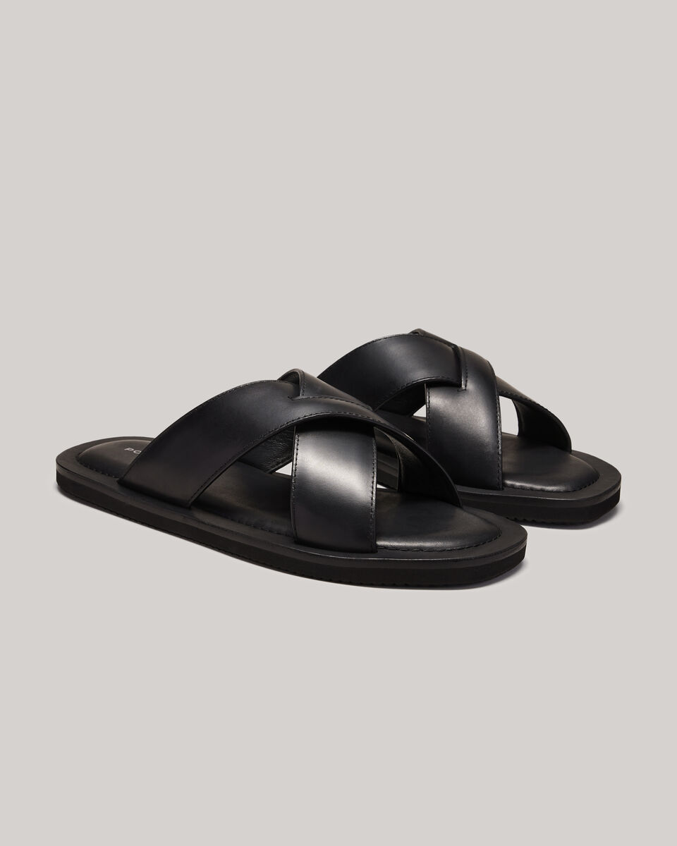 Leather Sandals, Black, hi-res